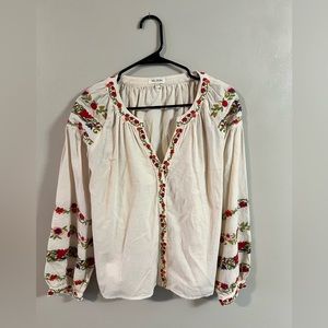 Velzera Floral Embroidered Top Size Medium